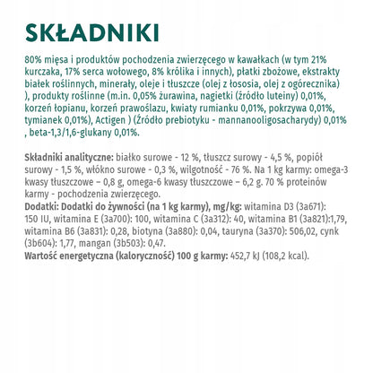 Optimeal mokra karma dla kota królik w białym sosie 12 x 85 g – saszetki z prebiotykiem