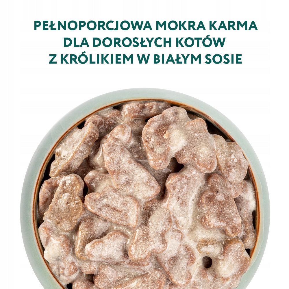 Optimeal mokra karma dla kota królik w białym sosie 12 x 85 g – saszetki z prebiotykiem