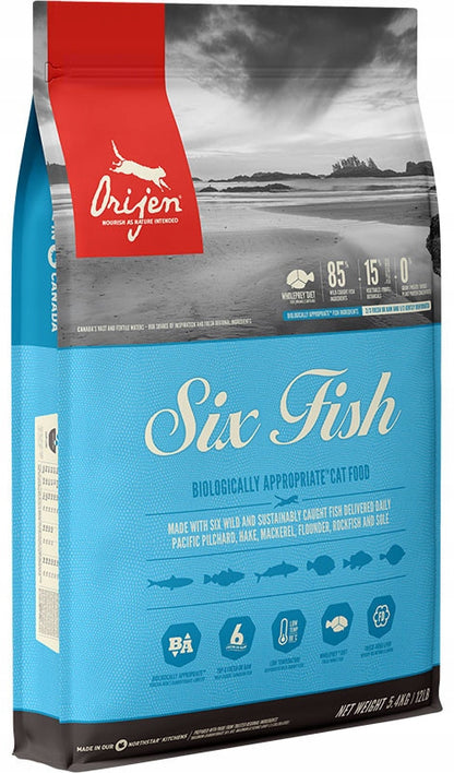 Orijen Six Fish karma sucha dla kota 5,4 kg – bezzbożowa, rybna, dla kotów z alergią