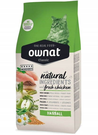 Ownat Cat Hairball sucha karma odkłaczająca dla kota 1,5 kg – dorosłe koty, kurczak