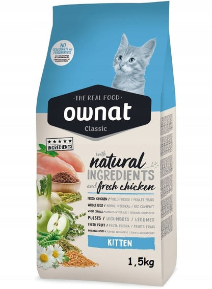 Ownat Cat Kitten sucha karma dla kociąt 1,5 kg z kurczakiem – dla kociąt i karmiących kotek