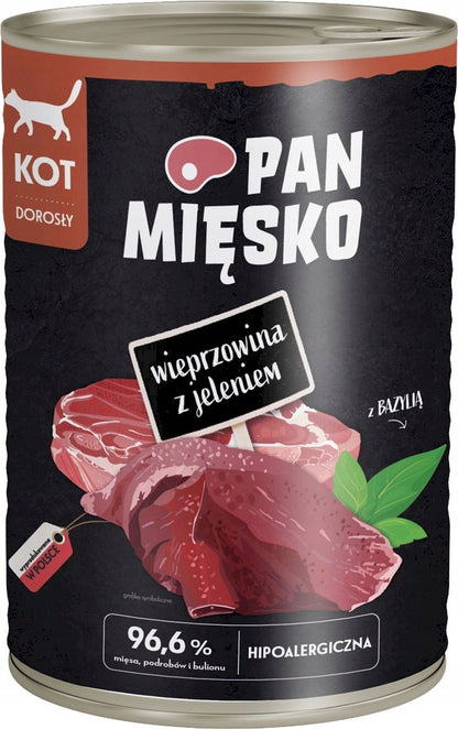 Pan Mięsko karma mokra dla kota dorosłego bezzbożowa 6 x 400 g w puszkach – mix smaków