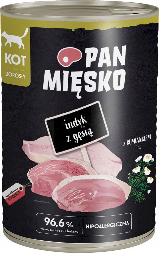 Pan Mięsko karma mokra dla kota dorosłego bezzbożowa 6 x 400 g w puszkach – mix smaków