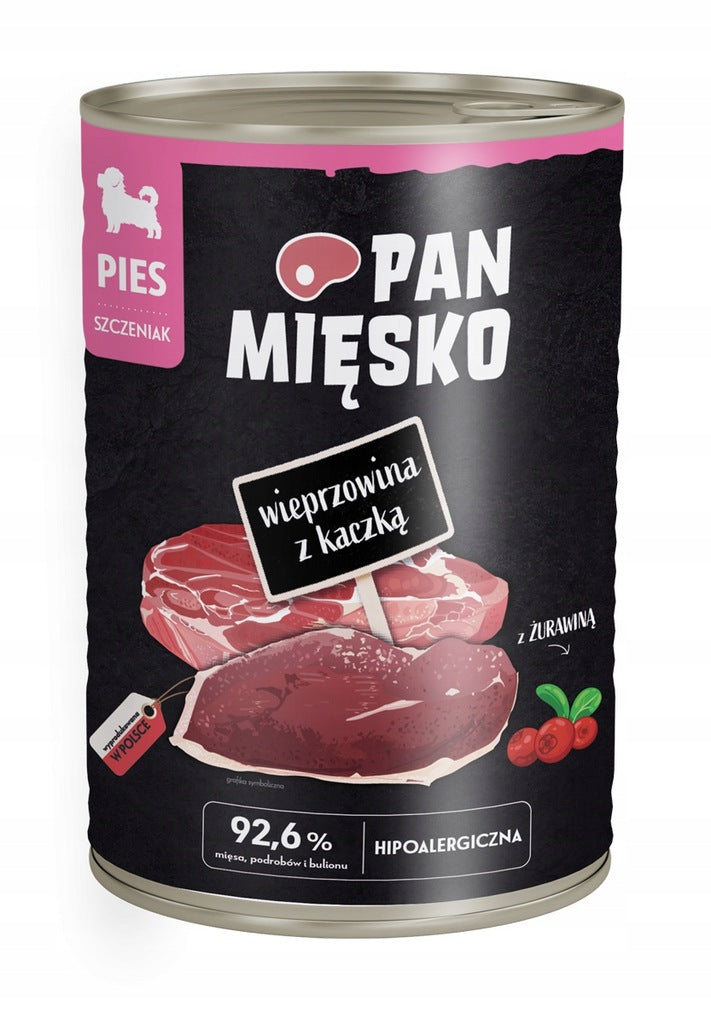 Pan Mięsko Karma mokra dla szczeniąt bezzbożowa 12x400 g – mix smaków indyk i kaczka