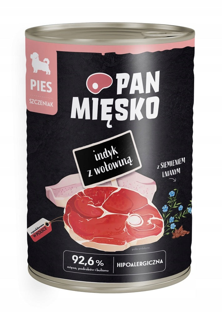 Pan Mięsko Karma mokra dla szczeniąt bezzbożowa 12x400 g – mix smaków indyk i kaczka