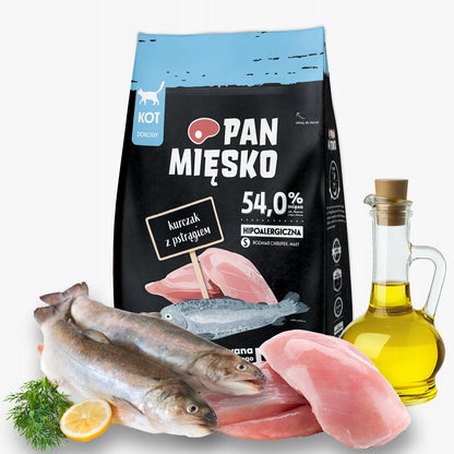 Pan Mięsko sucha karma dla kota kurczak z pstrągiem 1,6 kg – hipoalergiczna, bezzbożowa