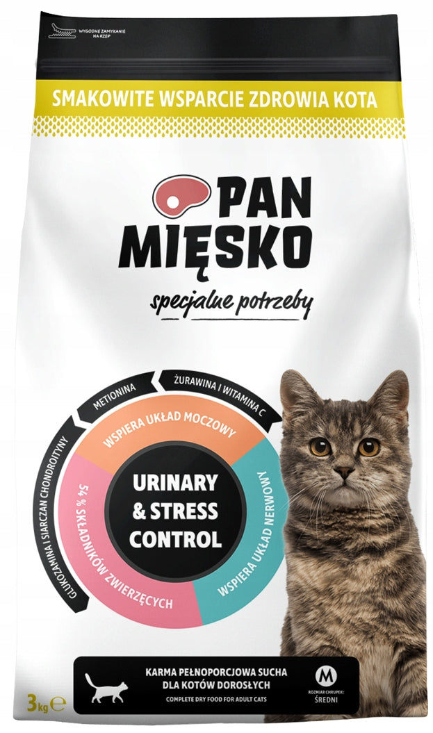Pan Mięsko Urinary & Stress Control sucha karma dla kota 3 kg bezzbożowa – indyk