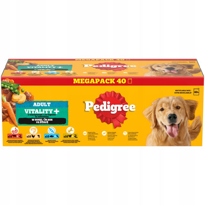 PEDIGREE Adult Vitality+ mokra karma dla psa w saszetkach 40 x 85 g – mix smaków