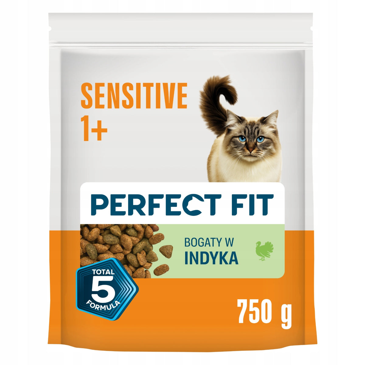 Perfect Fit Sensitive sucha karma dla kota z indykiem 6 x 750 g – dla wrażliwych kotów