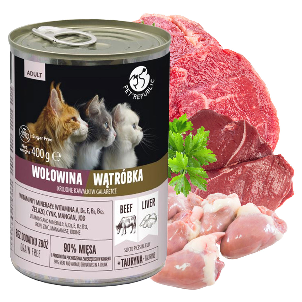 Pet Republic mokra karma dla kota, kawałki w galaretce 12 x 400 g bez zbóż – mix smaków