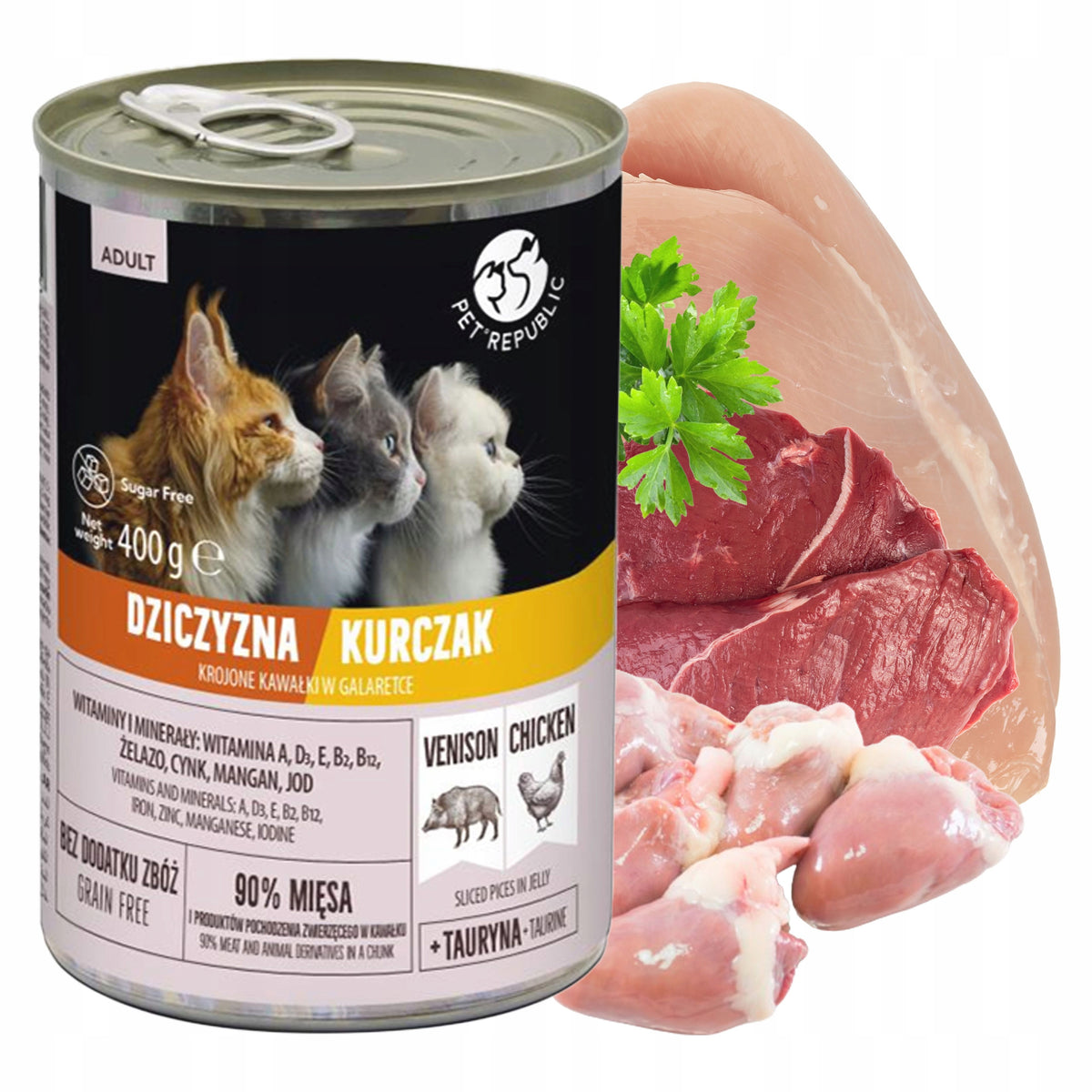 Pet Republic mokra karma dla kota, kawałki w galaretce 12 x 400 g bez zbóż – mix smaków