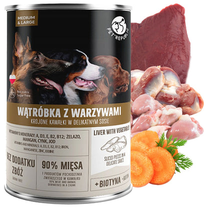 PET REPUBLIC mokra karma dla psa w sosie 6 x 1250 g – bezzbożowa, puszka, mix smaków
