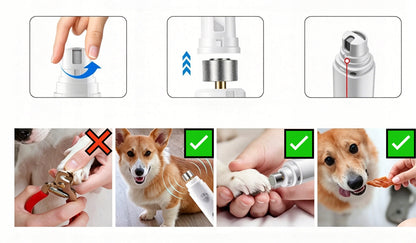 Elektryczny pilnik do pazurów dla psa i kota – cichy, diamentowa tarcza, ładowanie USB