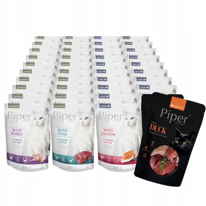 Piper Animals mokra karma dla kota 40 x 100 g bezzbożowa, bez cukru – mix smaków
