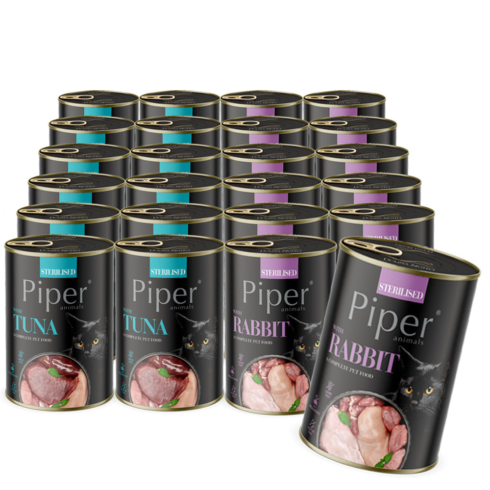Piper Animals Sterilised mokra karma dla kota sterylizowanego 24 x 400 g – mix smaków