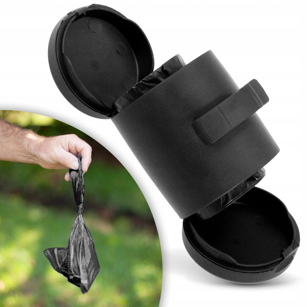 Flexi Multi Box dozownik woreczków na psie odchody do smyczy + 80 woreczków – czarny