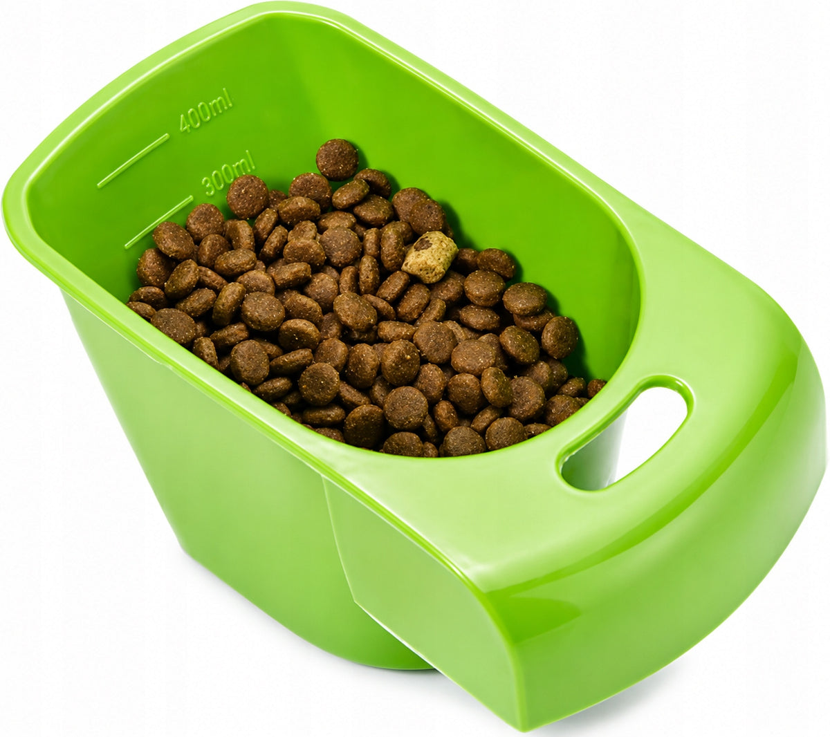 Pojemnik na karmę 32 l na kółkach z miarką i uchylną klapą – plastikowy, dla psa i kota