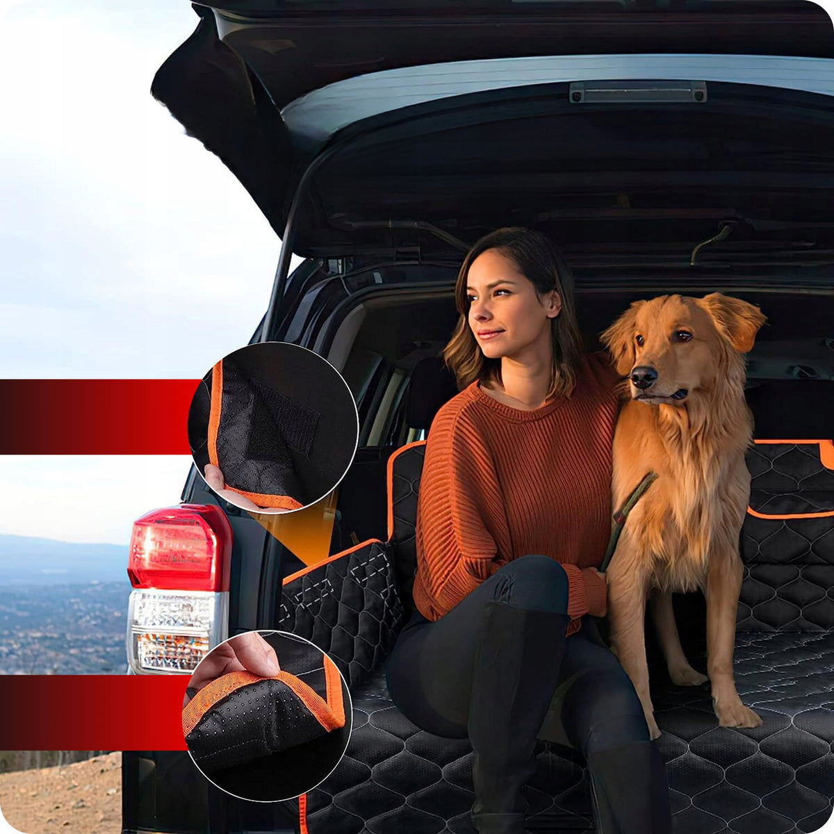 WS Mata do bagażnika dla psa 173 x 174 cm wodoodporna, do SUV i kombi – XL, czarna