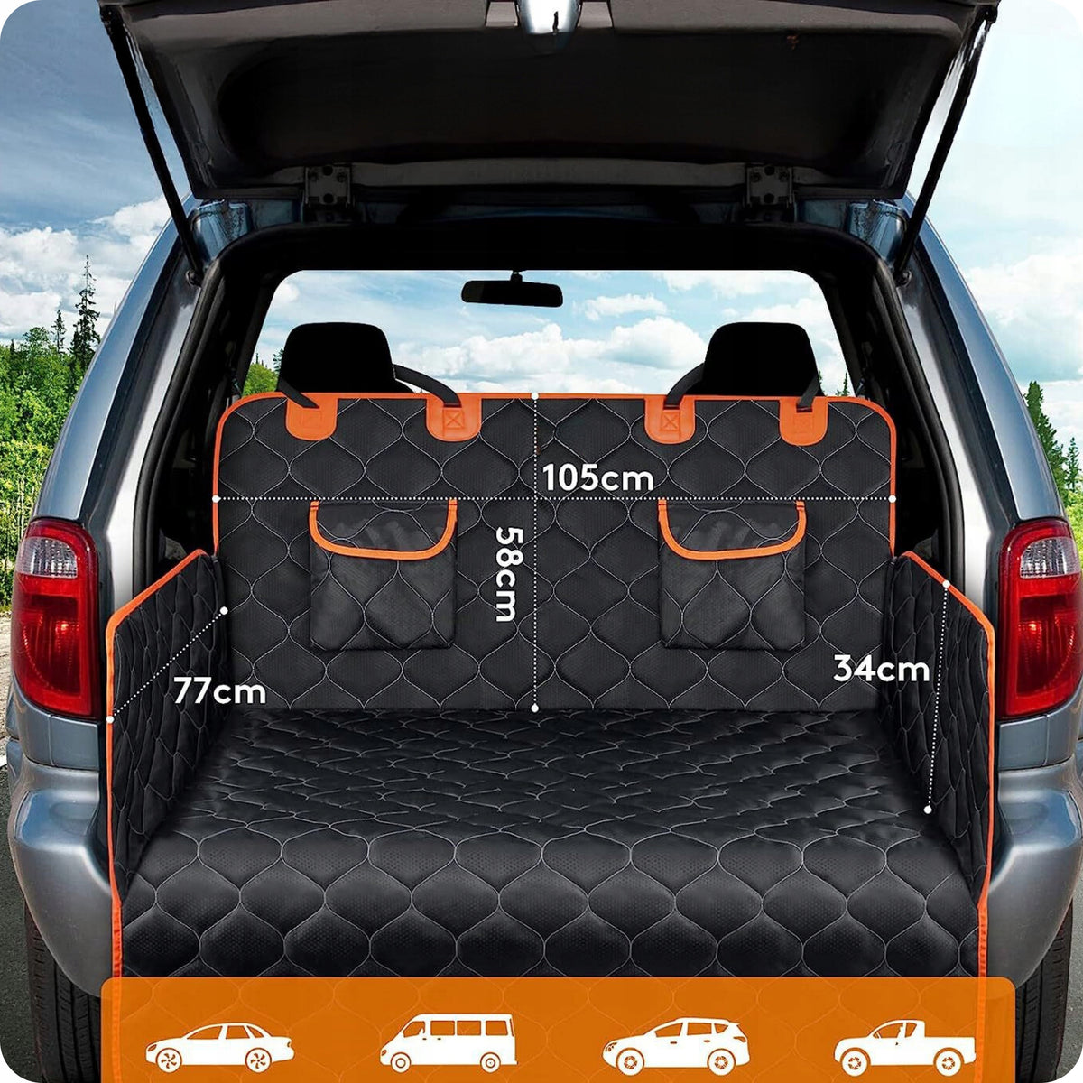 WS Mata do bagażnika dla psa 173 x 174 cm wodoodporna, do SUV i kombi – XL, czarna