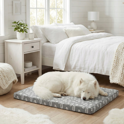 Happy Pets Pokrowiec na legowisko dla psa XL 100x70 cm wodoodporny, na zamek – szary w łapki
