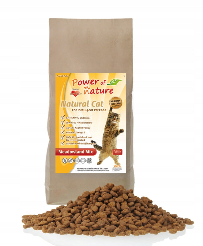 Power of Nature sucha karma dla kota bezzbożowa 2 kg – 80% mięsa, indyk, kurczak i łosoś