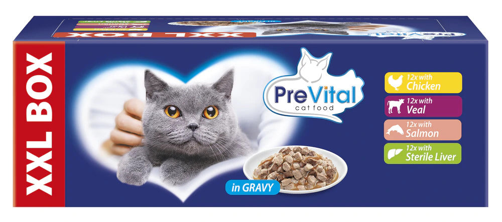 Prevital mokra karma dla kota w saszetkach 48 x 100 g w sosie – mix 4 smaków