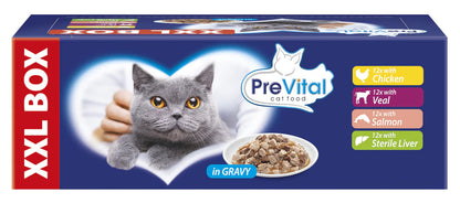 Prevital mokra karma dla kota w saszetkach 48 x 100 g w sosie – mix 4 smaków