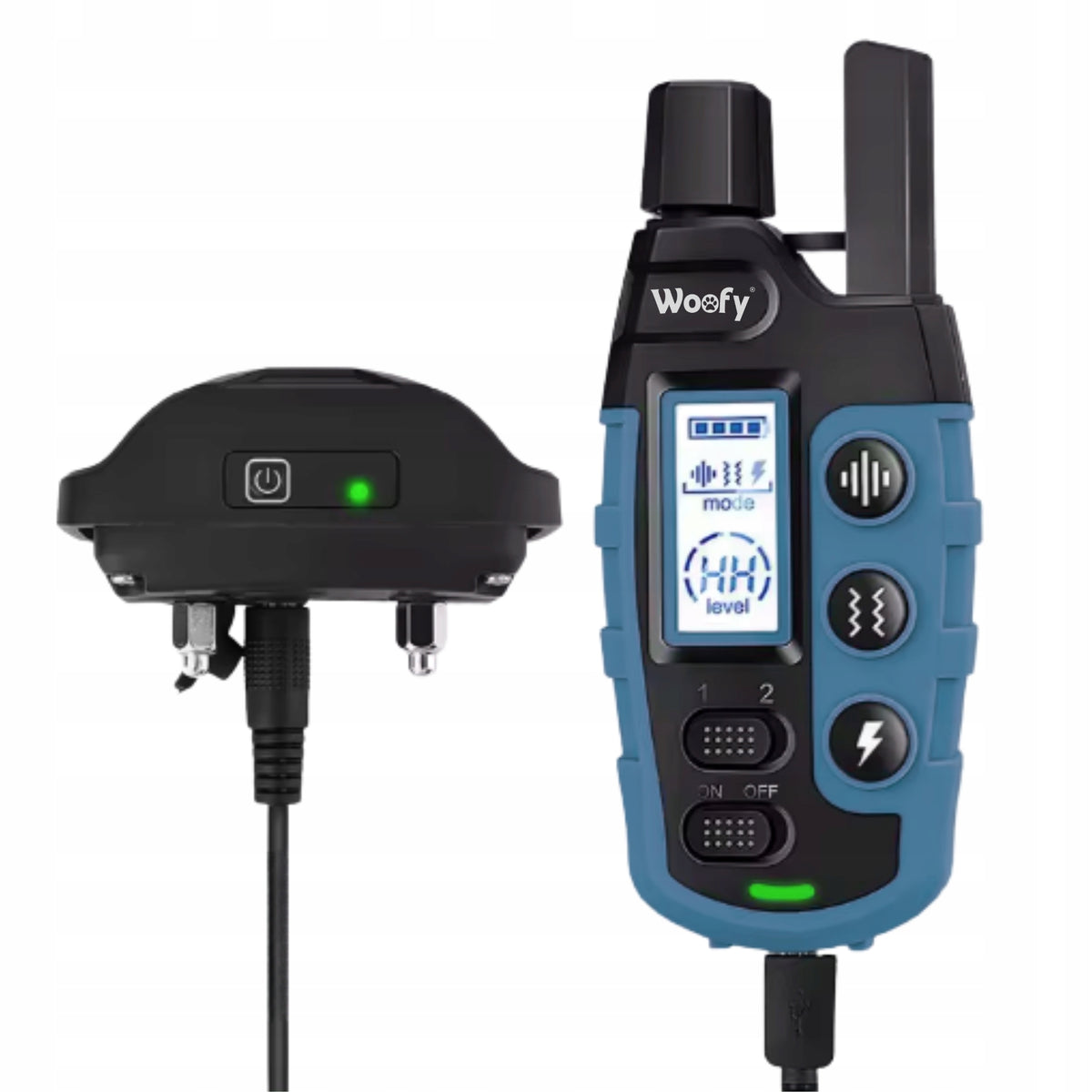 Woofy Obroża elektryczna dla psa treningowa z pilotem, zasięg 1000 m, IP67 – niebieska