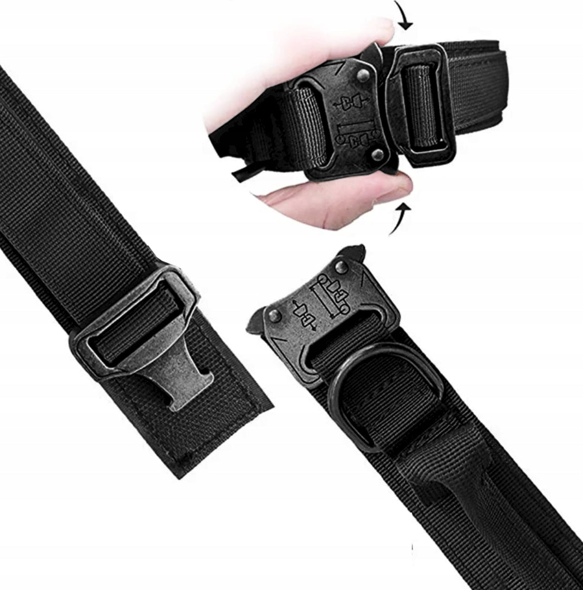 DKM Obroża taktyczna dla psa z rączką, nylon 1680D, metalowa klamra, 34-44 cm M – czarna