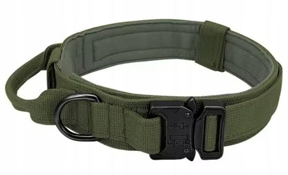 DKM Obroża taktyczna dla psa ze smyczą bungee, nylon 1680D, 39-50 cm, rozmiar L – oliwkowa