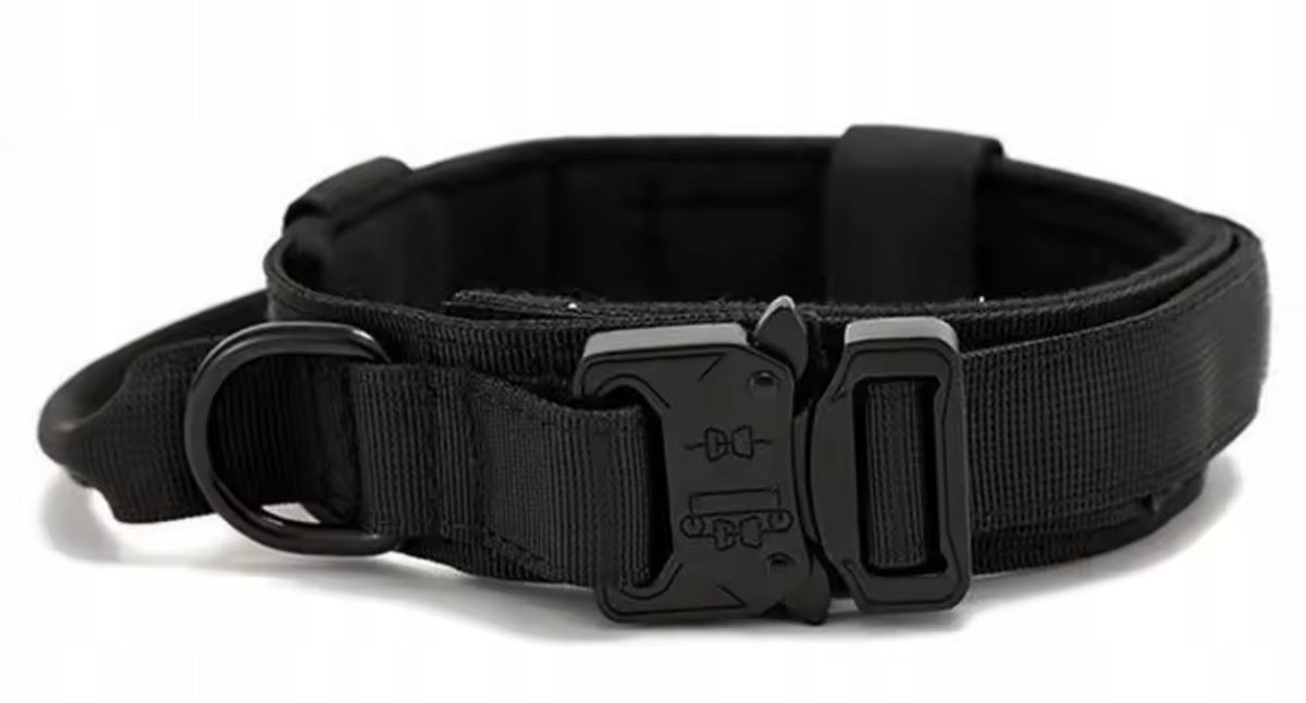 Obroża taktyczna dla psa ze smyczą bungee, nylon 1680D, klamra QR, rozmiar L – czarna