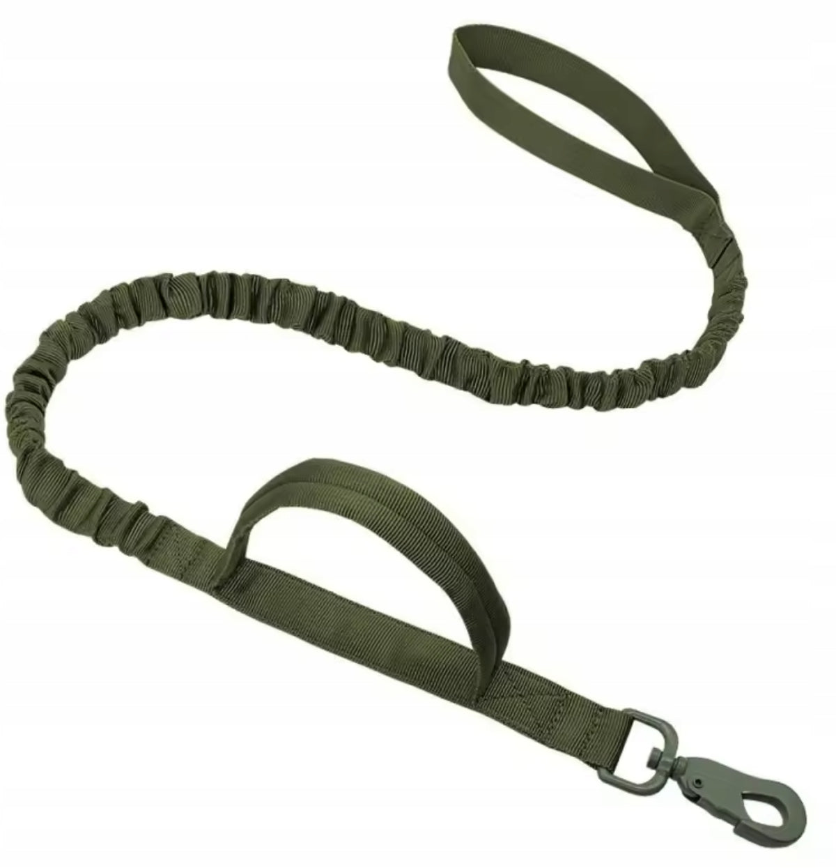 DKM Obroża taktyczna dla psa ze smyczą bungee, nylon 1680D, 39-50 cm, rozmiar L – oliwkowa