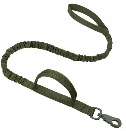 DKM Obroża taktyczna dla psa ze smyczą bungee, nylon 1680D, 39-50 cm, rozmiar L – oliwkowa