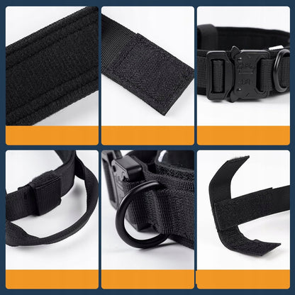 Zgeer Obroża taktyczna dla psa ze smyczą bungee, nylon 1680D, rozmiar L 42-54 cm – czarna