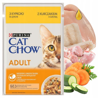 Cat Chow mokra karma dla kota w galaretce 24 x 85 g – saszetki dla dorosłych, mix smaków