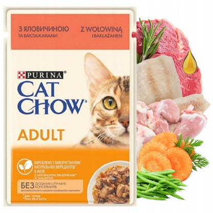 Cat Chow mokra karma dla kota w galaretce 24 x 85 g – saszetki dla dorosłych, mix smaków