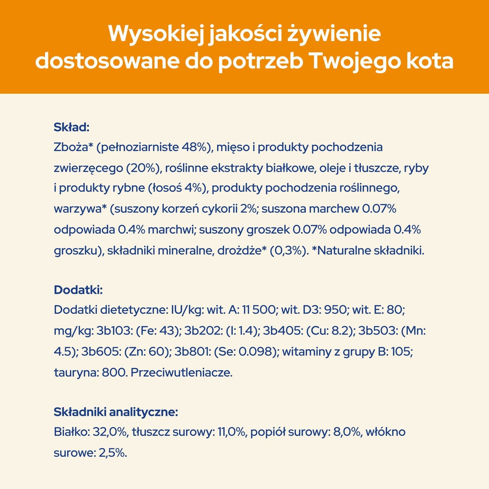 Cat Chow Adult sucha karma dla kota z łososiem 15 kg – z prebiotykiem, koty dorosłe