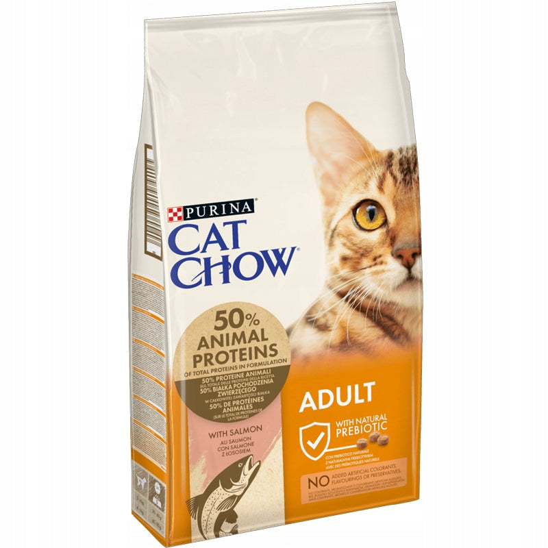 Cat Chow Adult sucha karma dla kota z łososiem 15 kg – z prebiotykiem, koty dorosłe