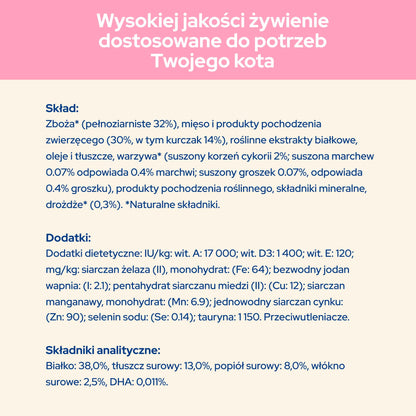 Cat Chow Kitten karma sucha dla kociąt z kurczakiem 15 kg – z DHA i prebiotykiem