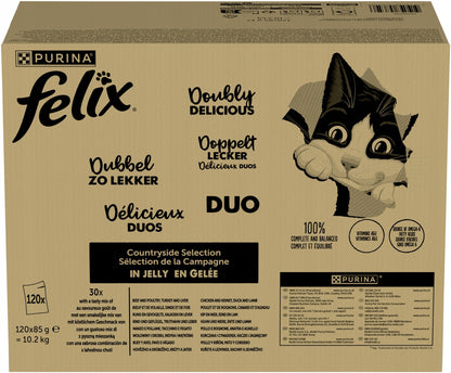 Purina Felix Fantastic Duo mokra karma dla kota w galaretce 120 x 85 g – mix 4 smaków