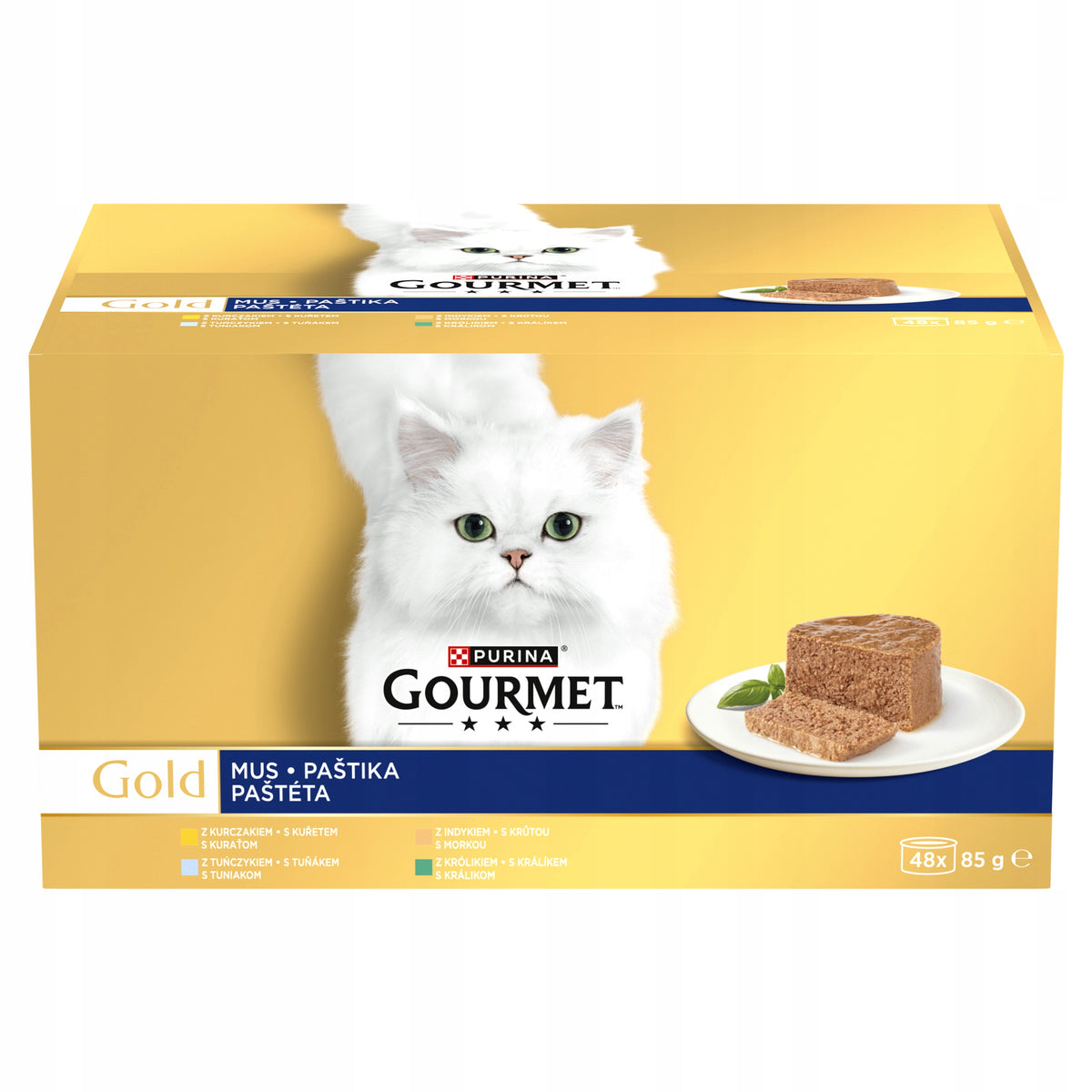 Purina Gourmet Gold Mus karma mokra dla kota 48x85 g – mix smaków, puszki dla dorosłych