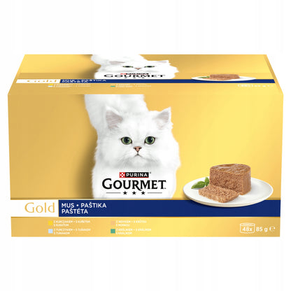 Purina Gourmet Gold Mus karma mokra dla kota 48x85 g – mix smaków, puszki dla dorosłych