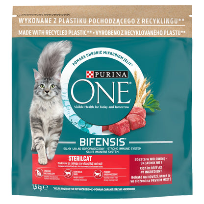 Purina ONE Bifensis karma sucha dla kotów sterylizowanych z wołowiną 1,5 kg – Sterilcat
