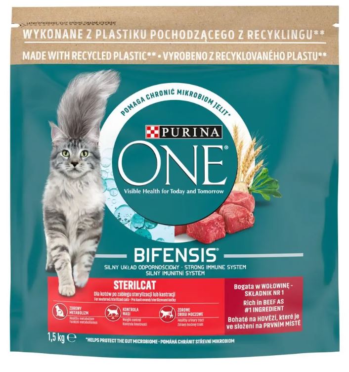 Purina ONE Bifensis karma sucha dla kotów sterylizowanych z wołowiną 1,5 kg – Sterilcat