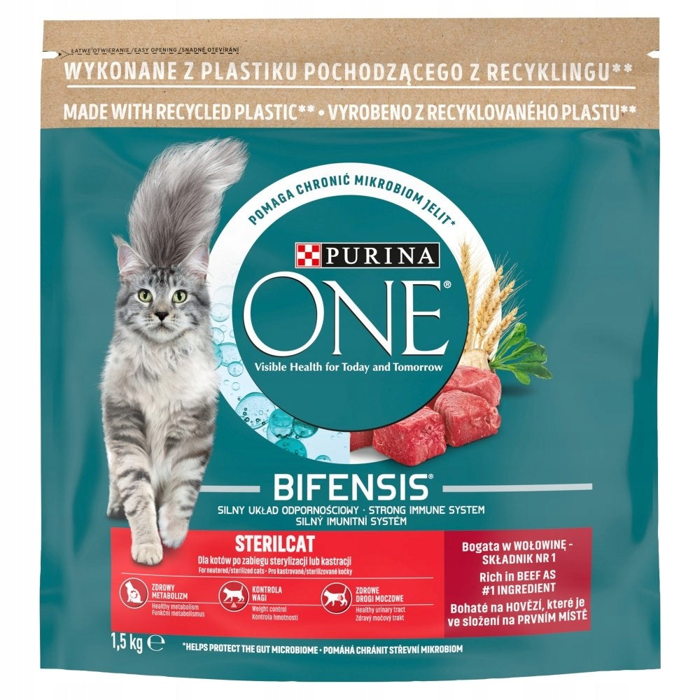 Purina ONE Bifensis karma sucha dla kotów sterylizowanych z wołowiną 1,5 kg – Sterilcat