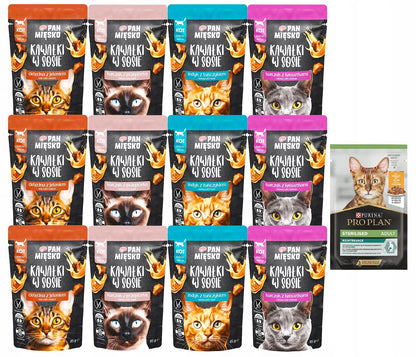 Pan Mięsko karma mokra dla kota kawałki w sosie, bezzbożowa 13 x 85 g – mix smaków