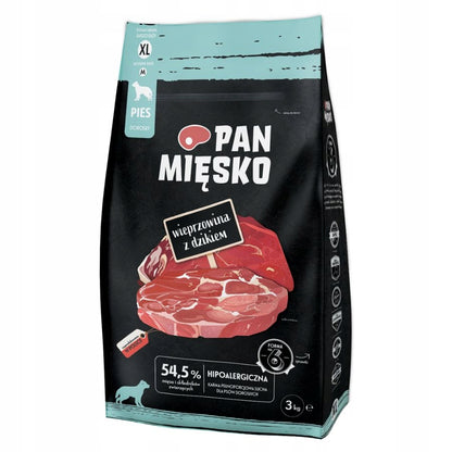 Pan Mięsko karma sucha dla psa 9 kg hipoalergiczna, duże rasy – wieprzowina z dzikiem XL