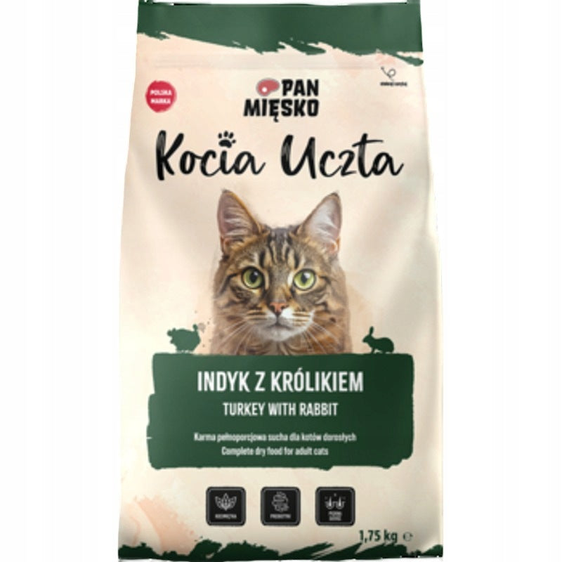 Pan Mięsko Kocia Uczta sucha karma dla kota 1,75 kg – dla dorosłych kotów, indyk z królikiem