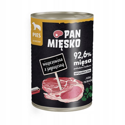 Pan Mięsko karma mokra dla psa bezzbożowa 400 g – puszka, wieprzowina z jagnięciną