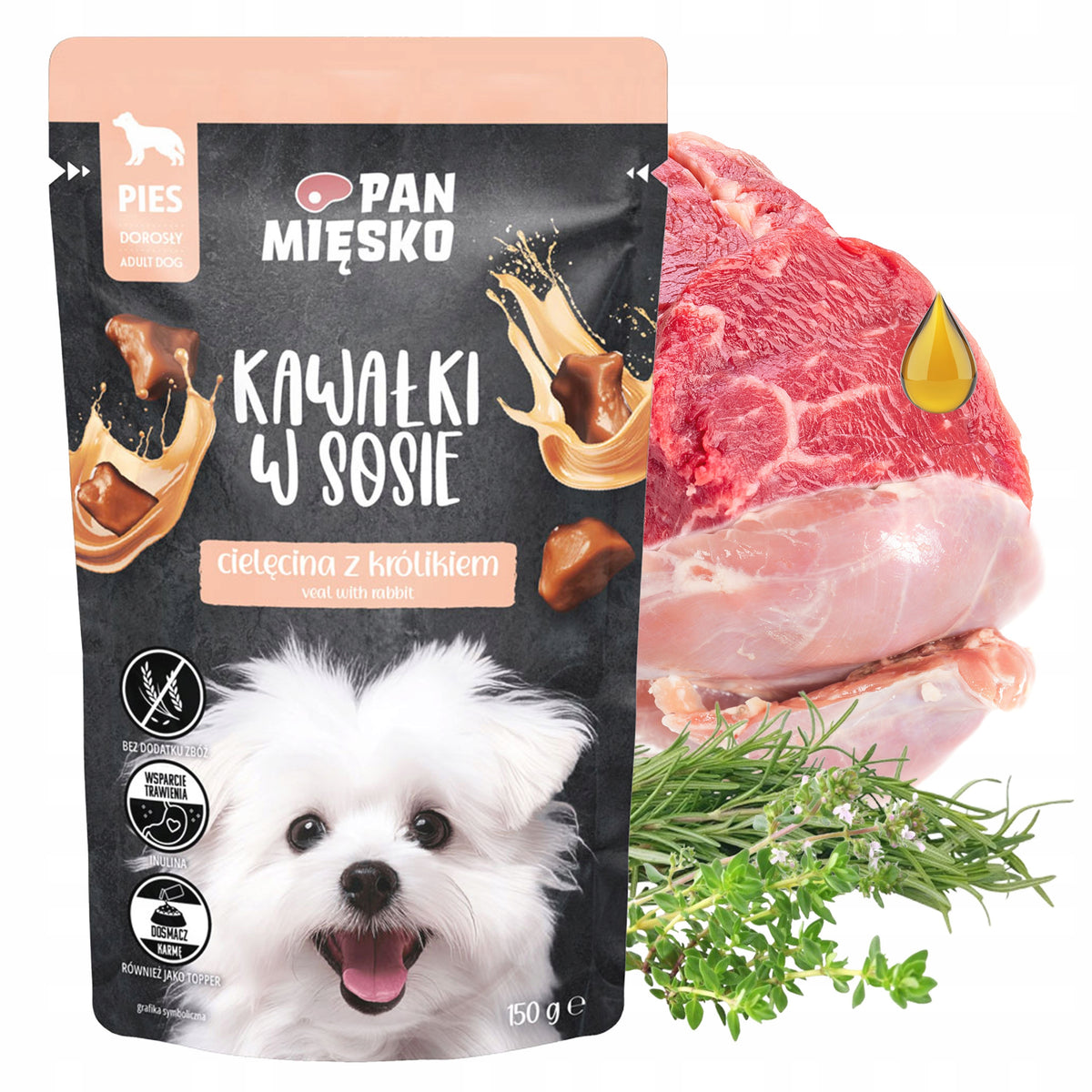 Pan Mięsko karma mokra dla psa kawałki w sosie 24 x 150 g bezzbożowa – mix 4 smaków
